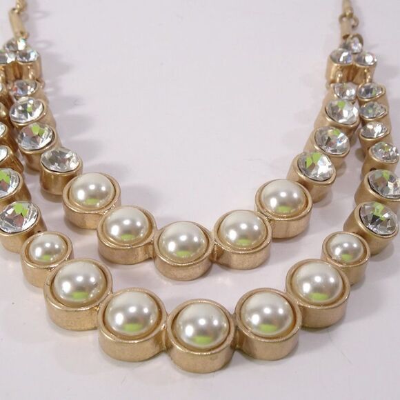 Ann Taylor Two Layer Pearl Crystal Snake Chain Necklace NWT 39.00 - Picture 8 of 15